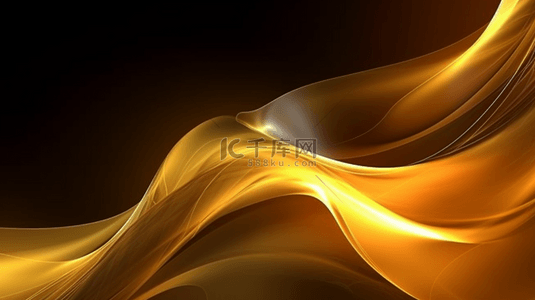 金色背景抽象波浪3D渲染