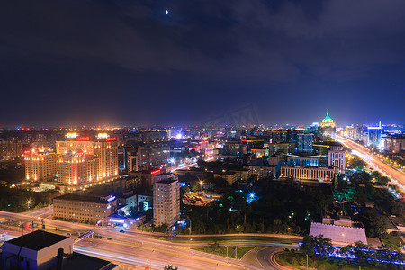 俯瞰北京长安街夜景