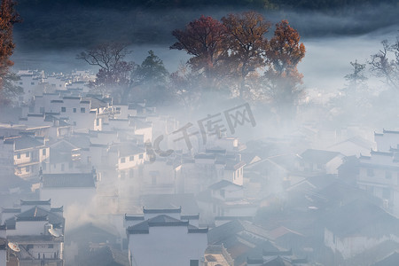 深秋石城村景观, 江西省武源县, 中国最美丽的乡村