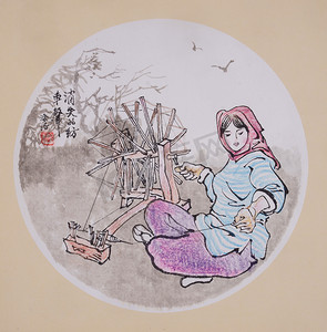 中国画女人摄影照片_国画