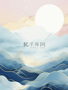 中国古典传统背景图片_中国风描金山水纹理背景13