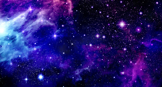 外层空间，宇宙，星云，恒星，星团，蓝色，紫色