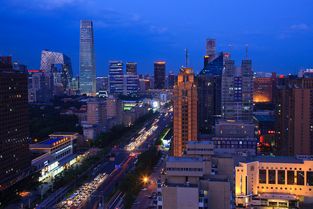 夜晚美景摄影照片_俯瞰北京长安街夜景