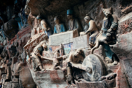 大足石刻作为世界遗产遗址位于重庆市郊区.