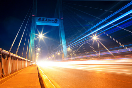 公路大桥摄影照片_夜交通公路大桥