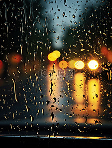 雨夜车窗上的雨水