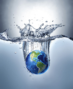 行星地球，溅入水. 