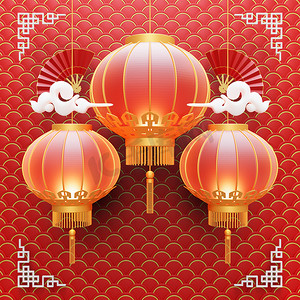 Social Media Post Template With Lantern 3D Render Illustration. Suitable for chinese new year event celebration.