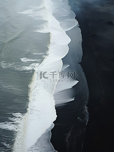 海边的黑色沙滩海浪背景7