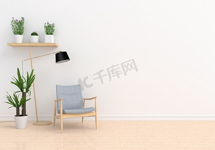 灰色沙发在白色房间和空白为文本, 3d 渲染