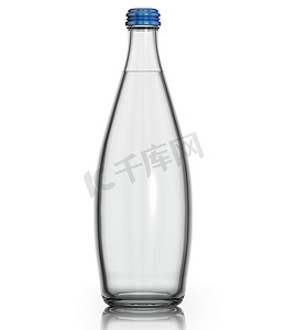 label摄影照片_苏打水的玻璃瓶中.