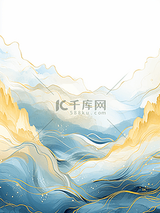 古典传统风背景图片_中国风描金山水纹理背景7