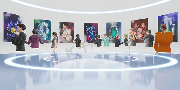 异形世界NFT画廊Avatars和VR眼镜3D图像