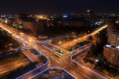 北京街道摄影照片_俯瞰北京长安街夜景