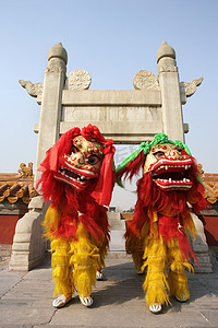 天坛建筑摄影照片_中国舞狮