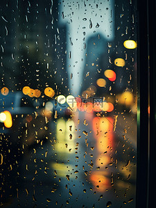 街道下雨天背景图片_雨夜车窗上的雨水