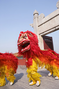 天坛建筑摄影照片_中国舞狮