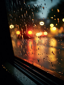 街道下雨天背景图片_雨夜车窗上的雨水