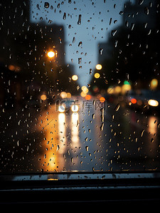 雨夜车窗上的雨水