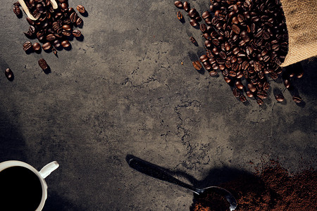 咖啡和豆豆阿拉比卡 100% 咖啡烘焙背景