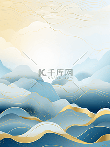中国风描金山水纹理背景1