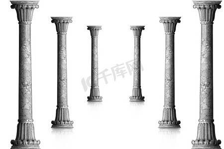 经典的Colums大理石石，横幅。界碑柱廊, 