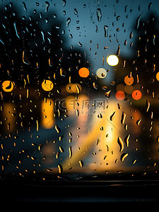 街道下雨天背景图片_雨夜车窗上的雨水