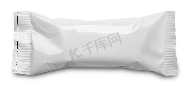 在白色的空白塑料袋食品包装