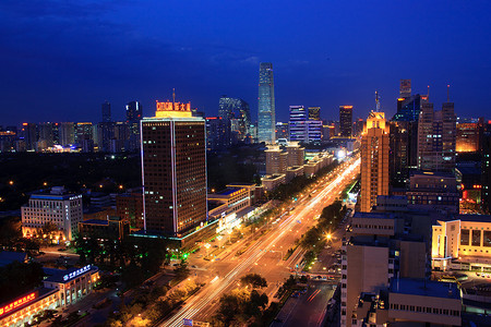 俯瞰北京长安街夜景