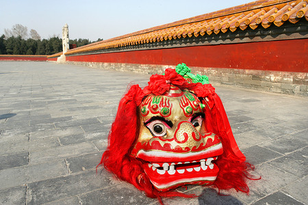 宫墙图片摄影照片_中国舞狮和宫墙