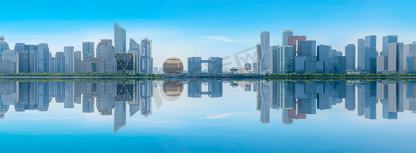 雨天杭州摄影照片_杭州城市建筑景观的天际线