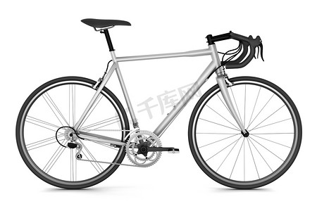 骑二八自行车的人摄影照片_在白色背景上孤立的体育自行车