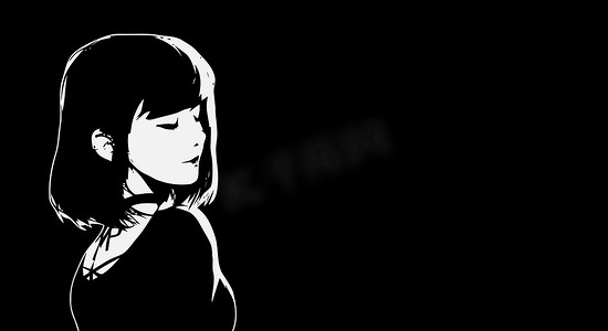 high摄影照片_Black wallpapers with anime girl manga style minimalism desktop wallpaper background high quality