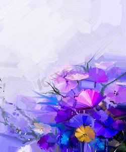 七彩风格摄影照片_春天的花朵抽象油画.