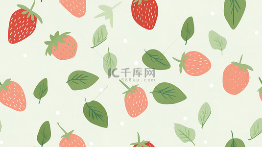 龙鳞印花背景图片_可爱草莓水彩印花水果图案18