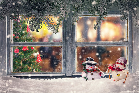 大气家居摄影照片_atmosférica decoración de alféizar de la ventana de Navidad