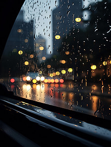 雨的背景图片_雨夜车窗上的雨水