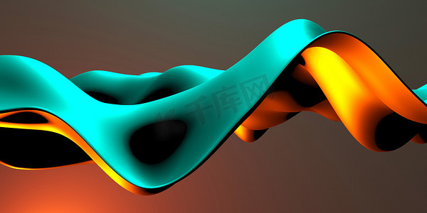 五颜六色的液态金属波纹背景.3D渲染说明