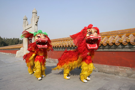 天坛建筑摄影照片_中国舞狮
