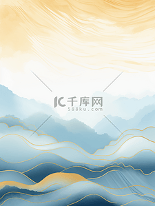 中国风描金山水纹理背景15