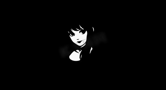 Black wallpapers with anime girl manga style minimalism desktop wallpaper background high quality