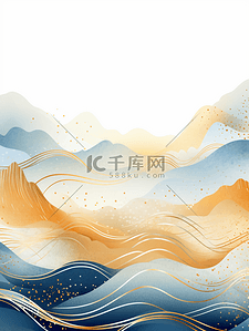 古典山水风背景图片_中国风描金山水纹理背景17
