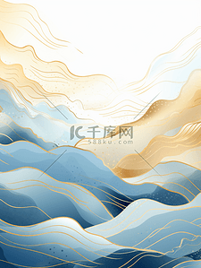 描金背景图片_中国风描金山水纹理背景8