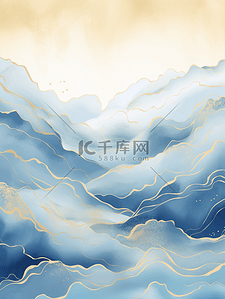 中国风描金山水纹理背景9