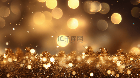 金色雪花点背景图片_金色灯光和雪花的节日圣诞抽象背景。