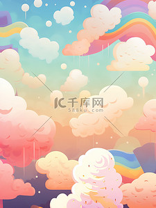 少女风潮背景图片_柔和可爱复古少女色彩云朵背景11