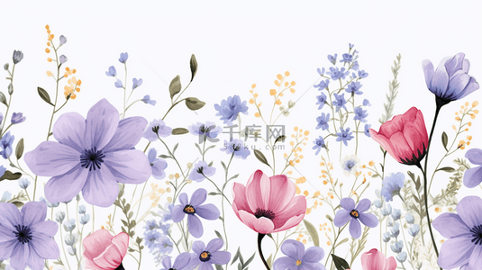 手绘花卉背景。