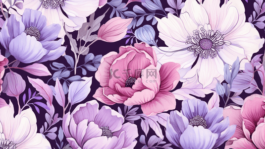 手绘插画花卉背景图片_手绘粉彩色图案