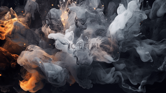 设计烟雾背景图片_液态流体艺术抽象背景，暗色多彩的烟雾跳舞着，丙烯画在水下空间、海洋、宇宙爆炸中。