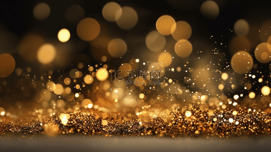 圣诞环背景图片_金色的闪亮光芒照亮在暗色背景上隔离的金环，带有散开的粉末模糊质感。
